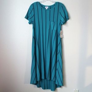 LuLaRoe Carly Dress Teal Striped